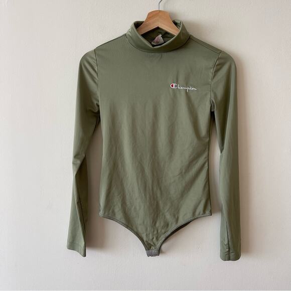 Champion Women's Bodysuit Green Long Sleeve Top size S Open Back - Picture 1 of 6